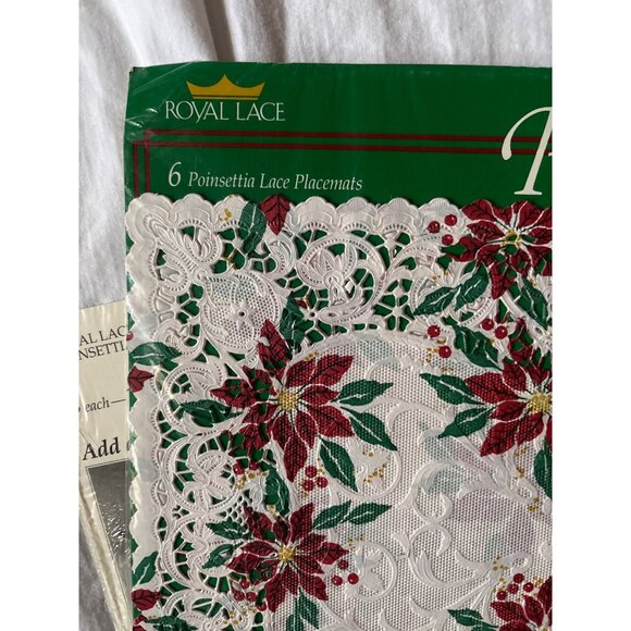 Royal Lace Poinsettia Lace Placemats & Doilies Sets - Picture 9 of 12
